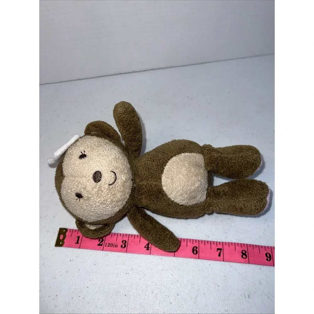 Carters Just One You Girl Monkey Plush Rattle Toy White Flower 9